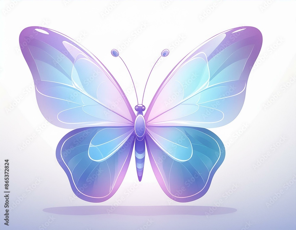 glass butterfly in soft cool gradient colors, isolated on white background glass butterfly in soft cool gradient colors, isolated on white background