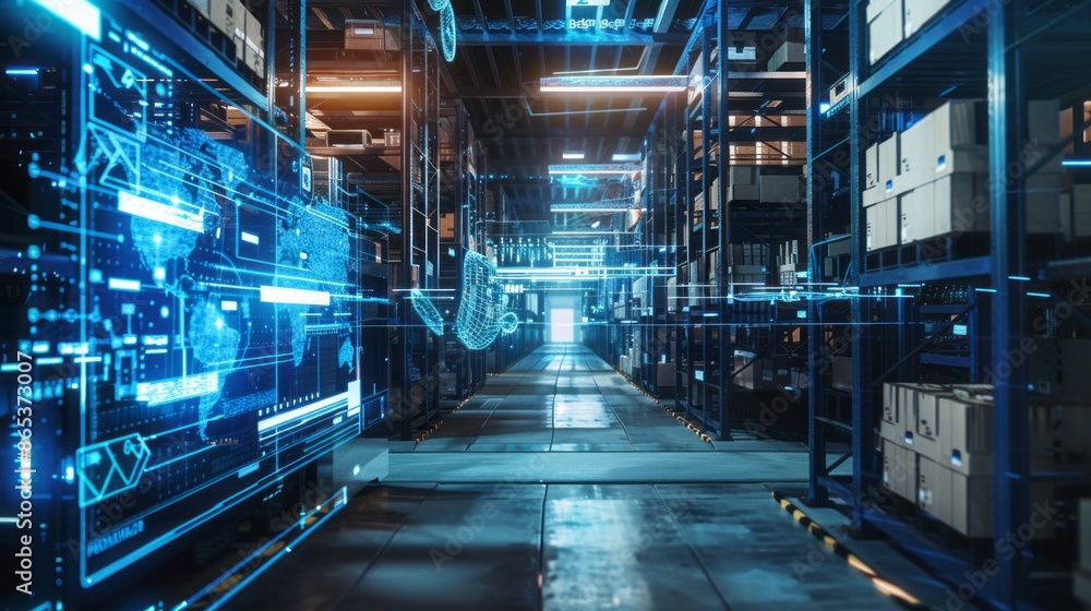 smart warehouse management system. digital high technology smart warehouse management system. digital high technology