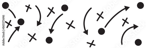 soccer tactics icon, game success strategy in football, scheme play, vector illustration on white background