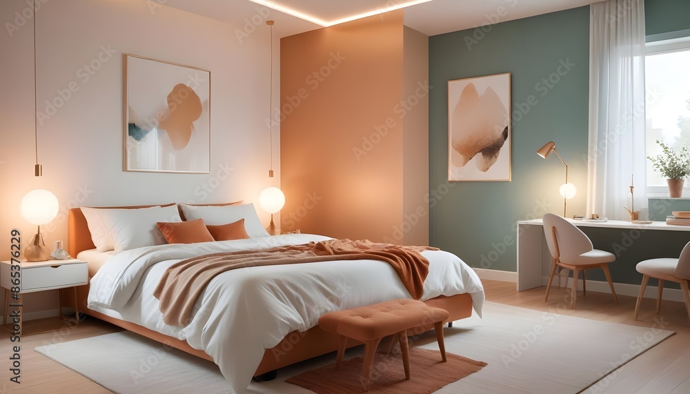 Photo interior modern design room 3d illustration Photo interior modern design room 3d illustration