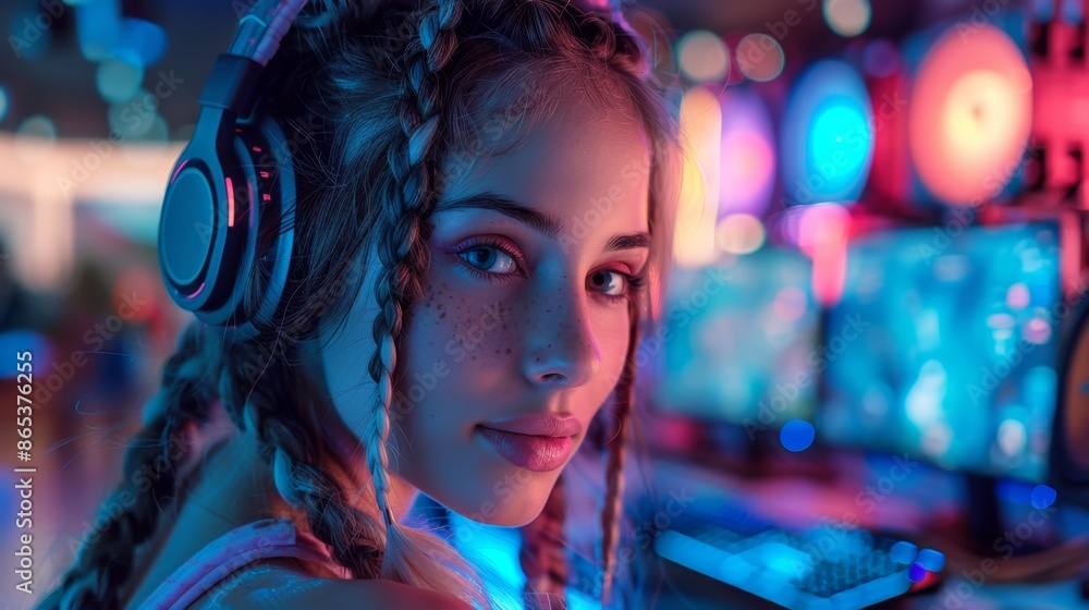 Futuristic Virtual Reality Gaming Experience - Generative AI Futuristic Virtual Reality Gaming Experience - Generative AI