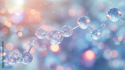 A macro shot of niacinamide molecules merging with skin cells, showing a smooth, hydrated complexion	
