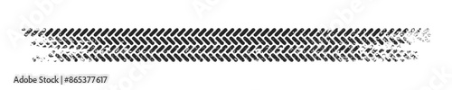 Grunge tire track, wheel braking marks. Truck, car or motorcycle tread pattern silhouette. Auto race, motorsport, speed racing design element. Vector illustration