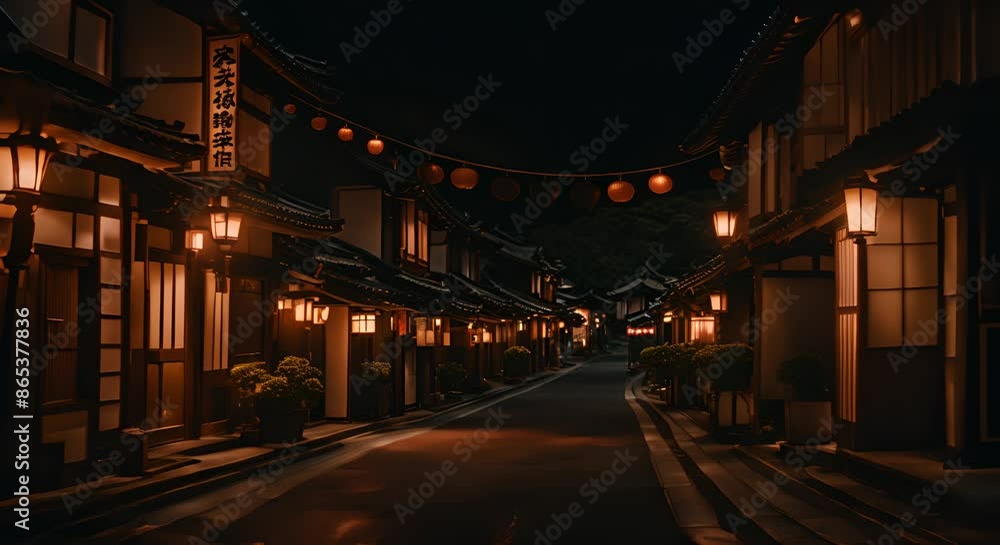 Street of a traditional Japanese town. Street of a traditional Japanese town.