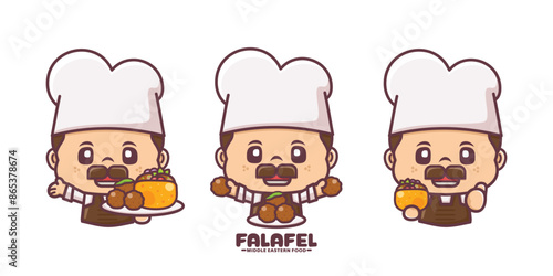 cute falafel chef cartoon mascot design