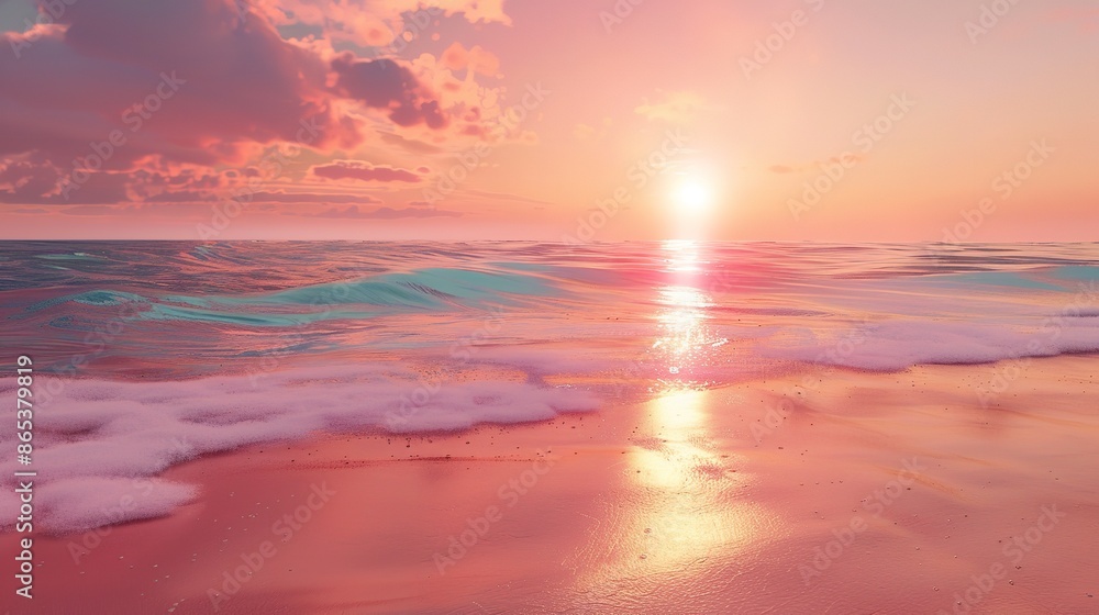 Beautiful Sunset over a Pink Sandy Beach and Ocean
Beautiful Sunset over a Pink Sandy Beach and Ocean
