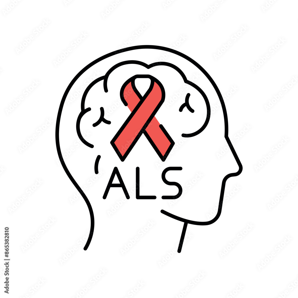 Amyotrophic lateral sclerosis line black icon. Sign for web page, mobile app, Amyotrophic lateral sclerosis line black icon. Sign for web page, mobile app,