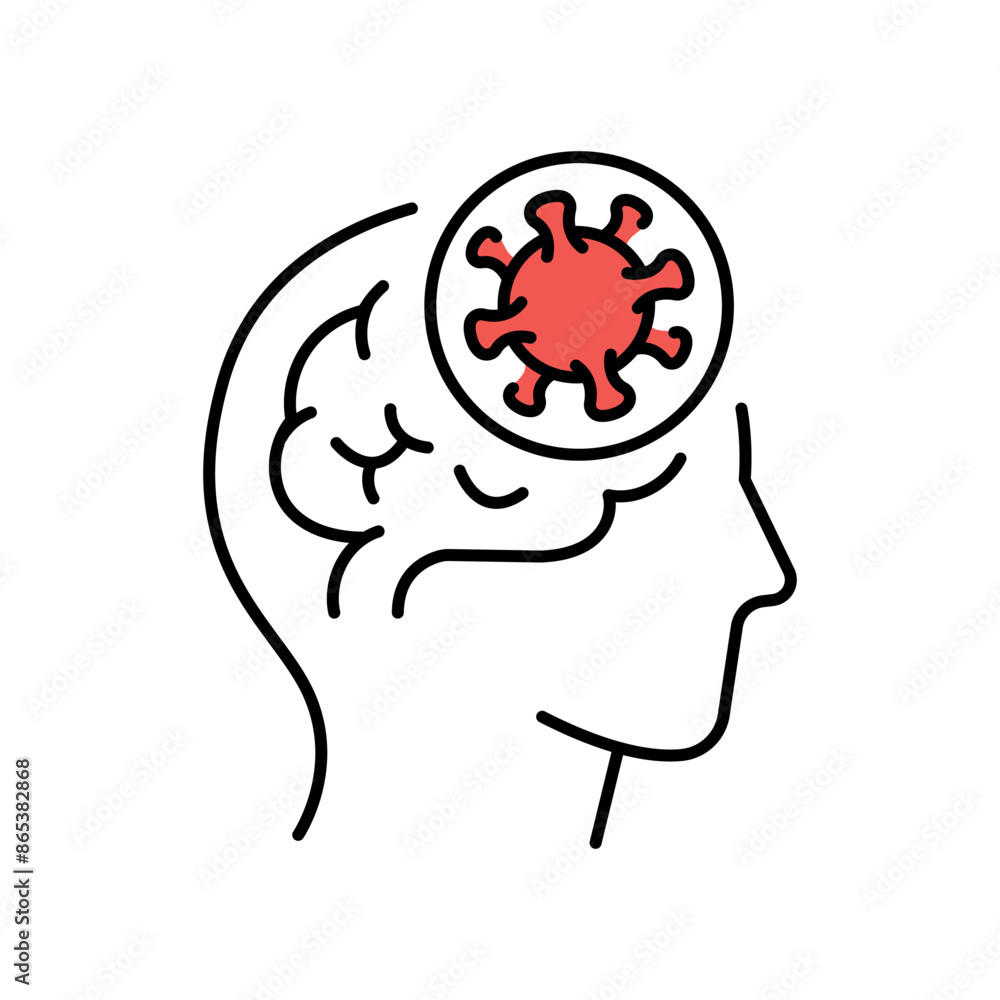 Encephalitis line black icon. Sign for web page, mobile app, Encephalitis line black icon. Sign for web page, mobile app,