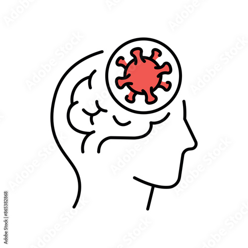 Encephalitis line black icon. Sign for web page, mobile app,