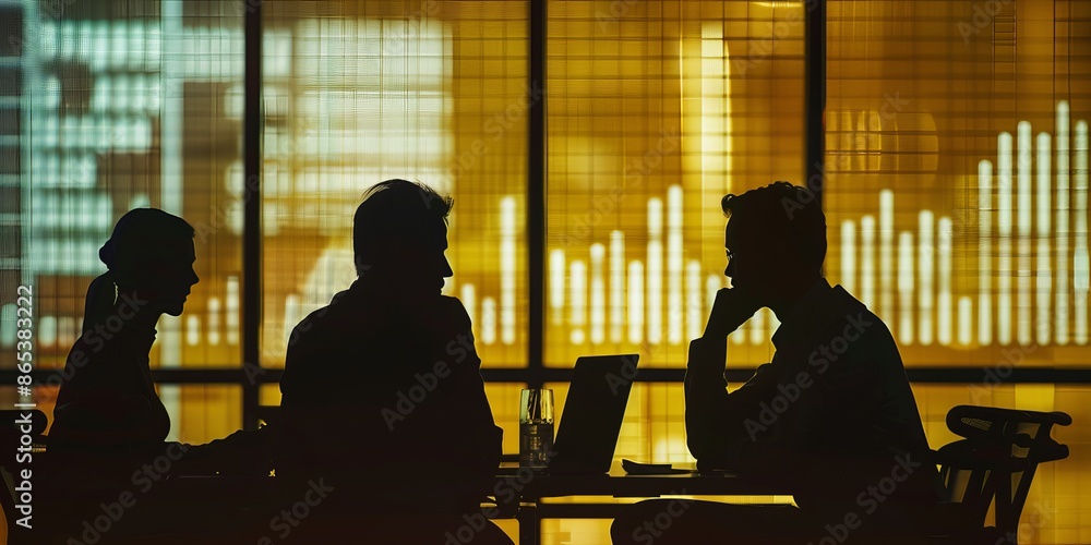 Business people meeting in modern office discussing financial statistics data sitting at desk with laptop. Business people meeting in modern office discussing financial statistics data sitting at desk with laptop.