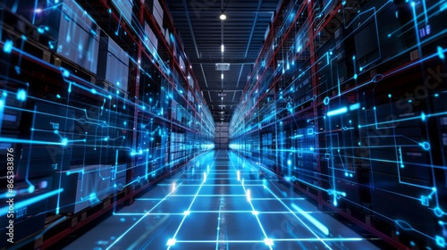 smart warehouse management system. digital high technology