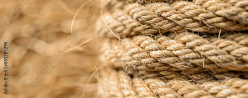 Hemp fibers drying in the sun, textile fibers, sustainability and natural