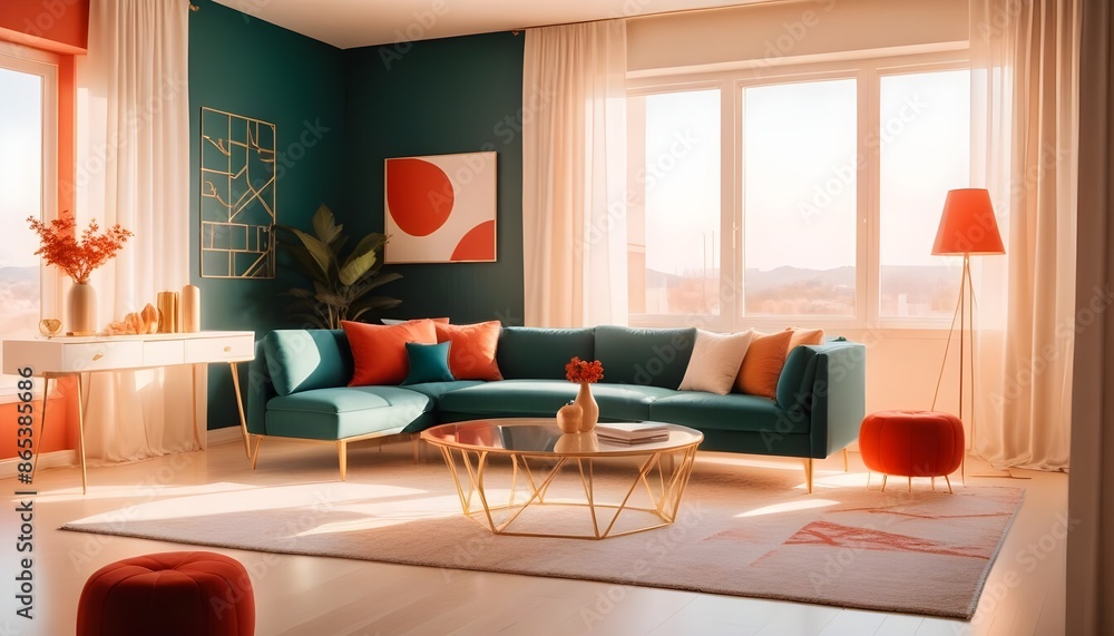 Photo interior modern design room 3d illustration Photo interior modern design room 3d illustration