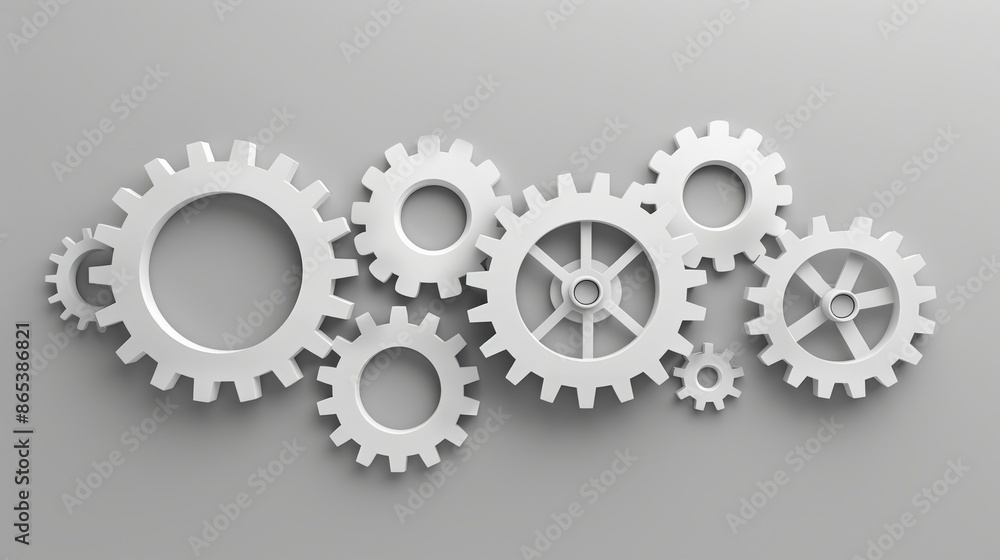 White Cogwheels Gears Mechanism Teamwork Technology Concept White Cogwheels Gears Mechanism Teamwork Technology Concept