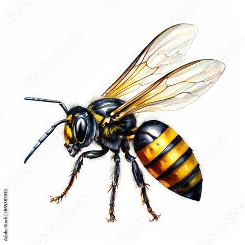 A wasp watercolor isolated on white background.