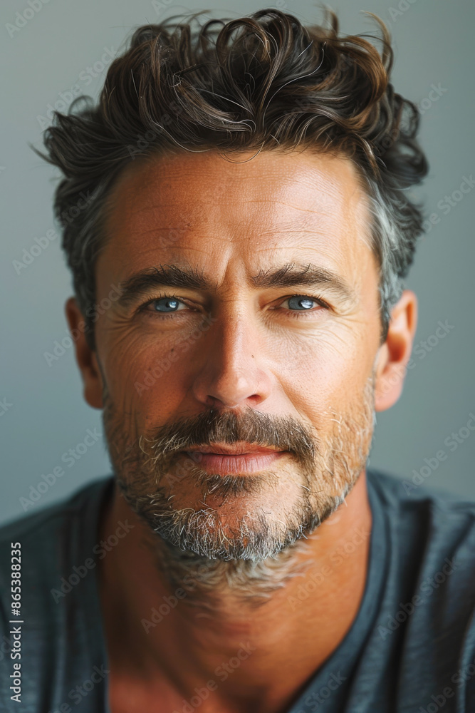 A portrait of an American man highlighting his facial skin care routine, close-up view A portrait of an American man highlighting his facial skin care routine, close-up view
