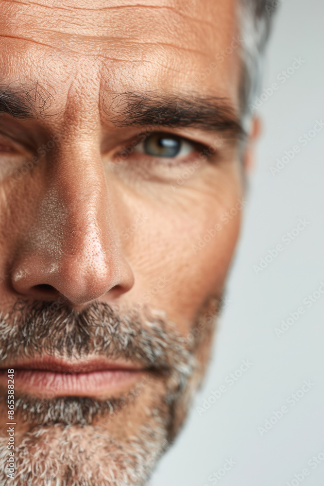 A close-up portrait of an American man in his 40s with a focus on skincare A close-up portrait of an American man in his 40s with a focus on skincare
