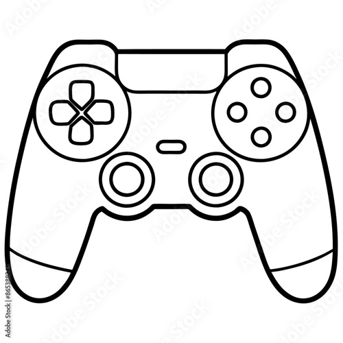 gaming controller outline coloring book page line art illustration digital drawing