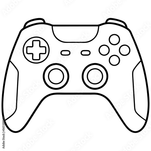 gaming controller outline coloring book page line art illustration digital drawing