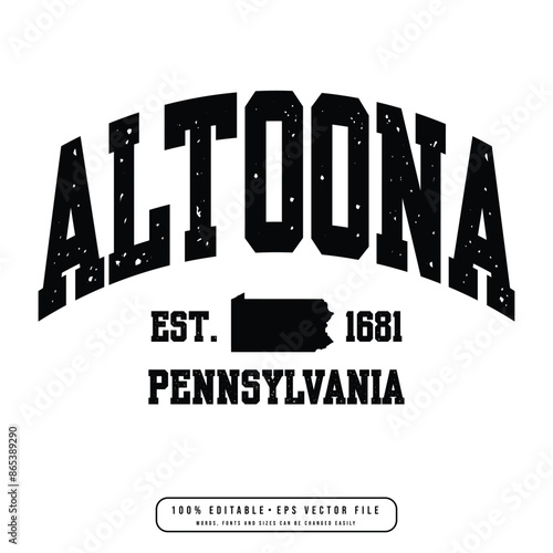 Altoona text effect vector. Editable college t-shirt design printable text effect vector	
 photo