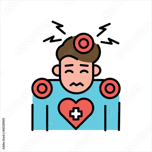 Psychosomatic disorders line color icon Sign for web page