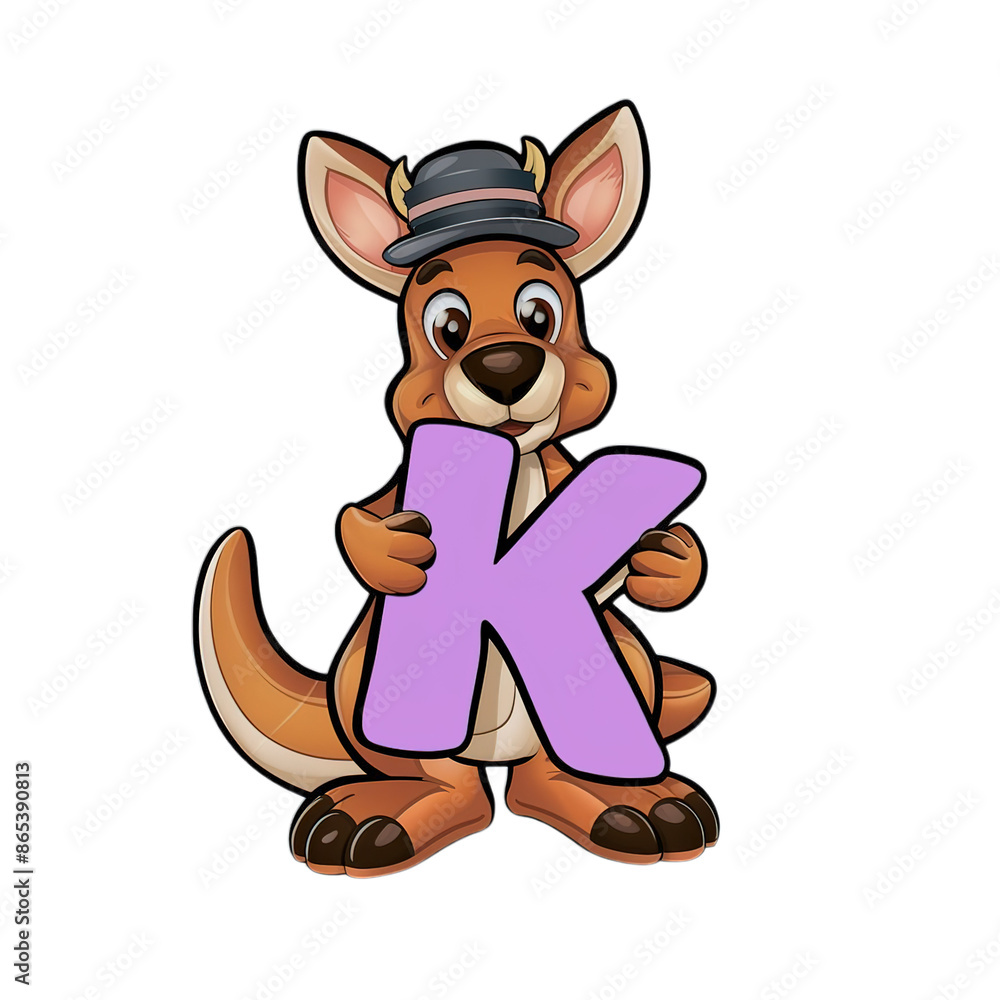 3d cute Kangaroo Cartoon holding letter K, kids book 3d cute Kangaroo Cartoon holding letter K, kids book
