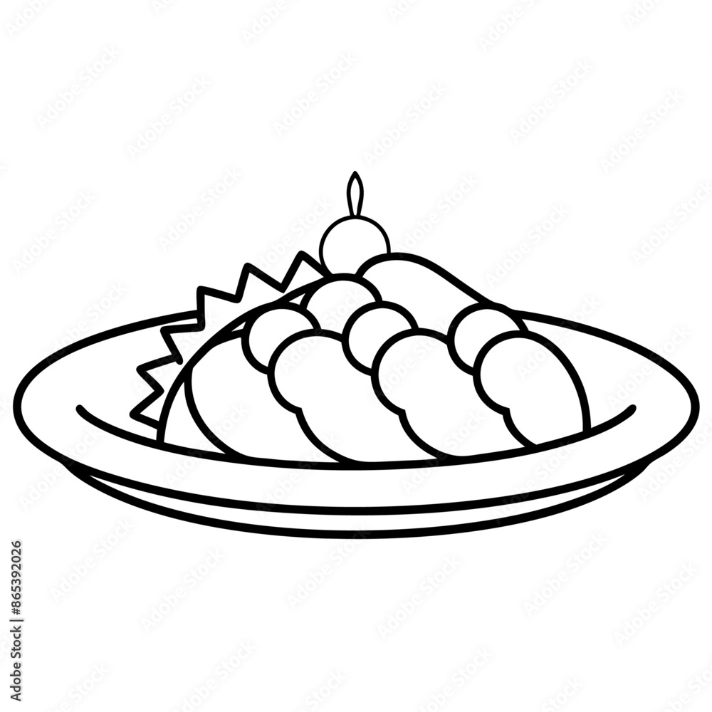 kabab outline coloring book page line art illustration digital drawing kabab outline coloring book page line art illustration digital drawing
