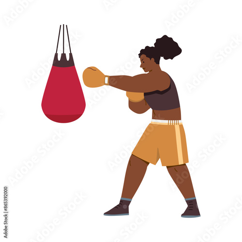 Boxer training vector illustration with bag.