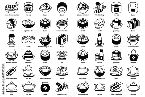 A collection of food items in a black and white image