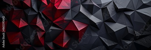 Dark grey, red and black geometric background with dark gray and deep burgundy charcoal colors in geometric shapes.