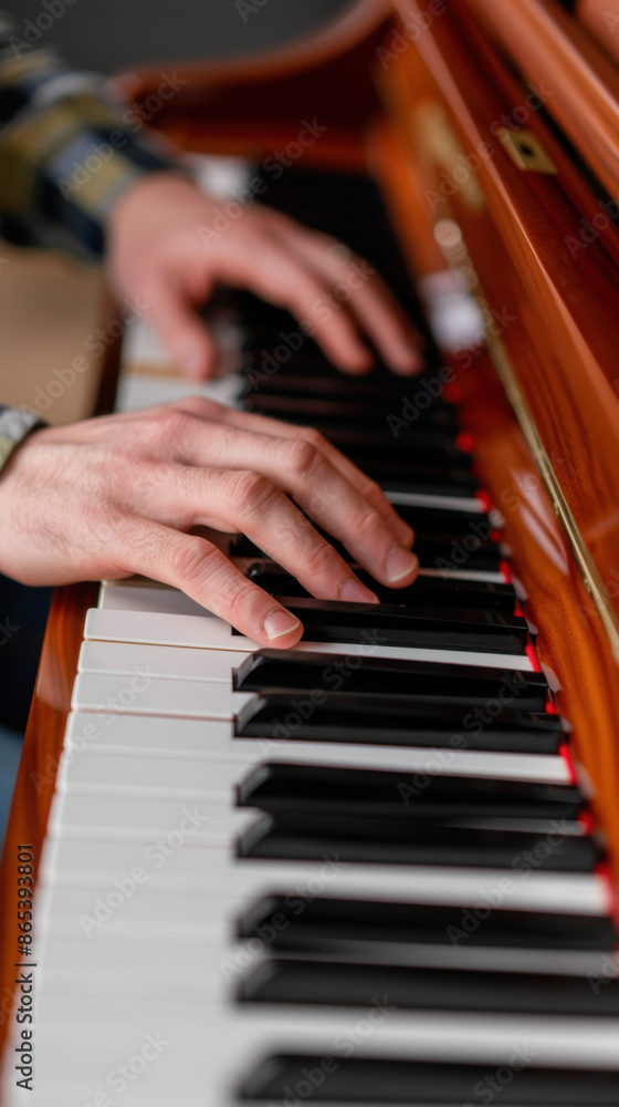 Fototapeta premium Deaf musician playing the piano, deaf, talent and resilience
