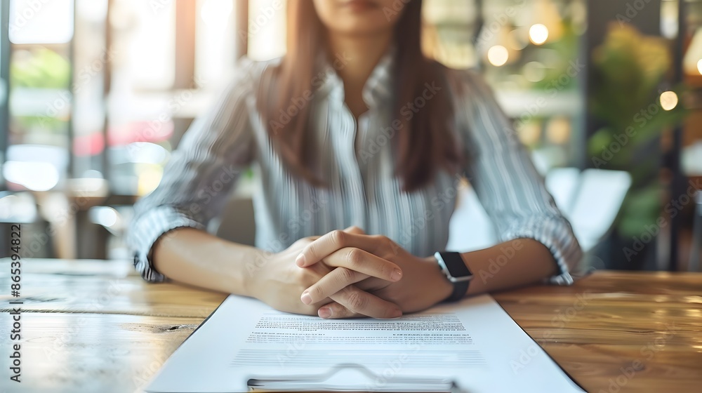 Fototapeta premium Confident Candidate Preparing for Job Interview at Office Desk