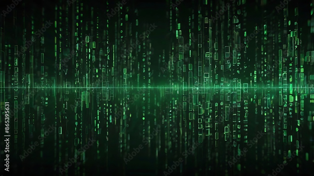 Illustration digital design in green color, particles and waves made fantasy abstract background, suitable for technological, business and science purposes Illustration digital design in green color, particles and waves made fantasy abstract background, suitable for technological, business and science purposes