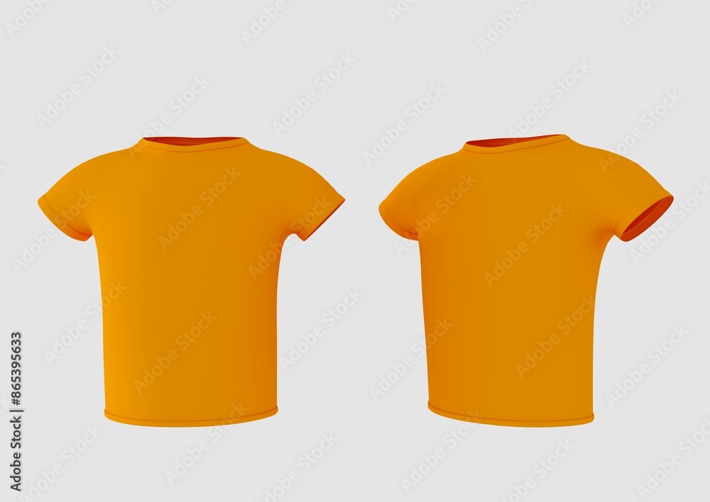 Template orange t-shirt concept closeup front view. T-shirt mockup with empty space on collar for your brand Template orange t-shirt concept closeup front view. T-shirt mockup with empty space on collar for your brand