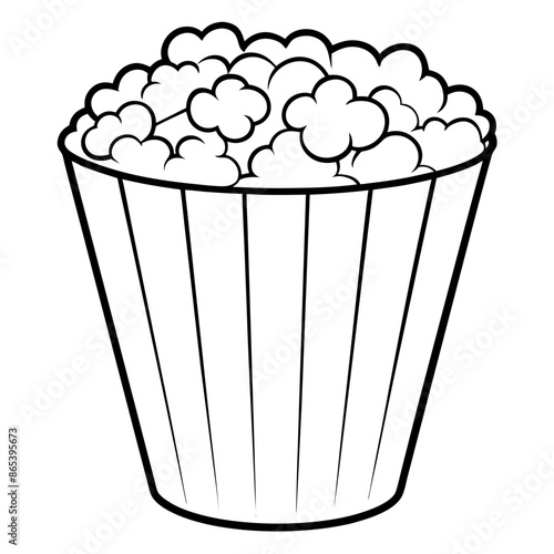 popcorn outline coloring book page line art illustration digital drawing