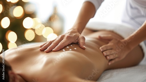 Wallpaper Mural A therapist massages a clients back with lotion in a tranquil spa setting. Soft lighting enhances the relaxing atmosphere of the scene. Torontodigital.ca