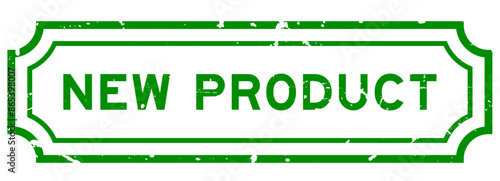 Grunge green new product word rubber seal stamp on white background