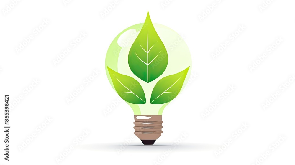 Green lightbulb icon with leaf Green lightbulb icon with leaf