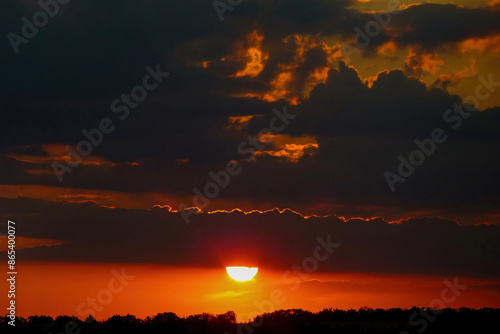 Orange Sunset Dramatic. A Spectacular Sunset with Fiery Sky Vibrant Colors of the Sunset 