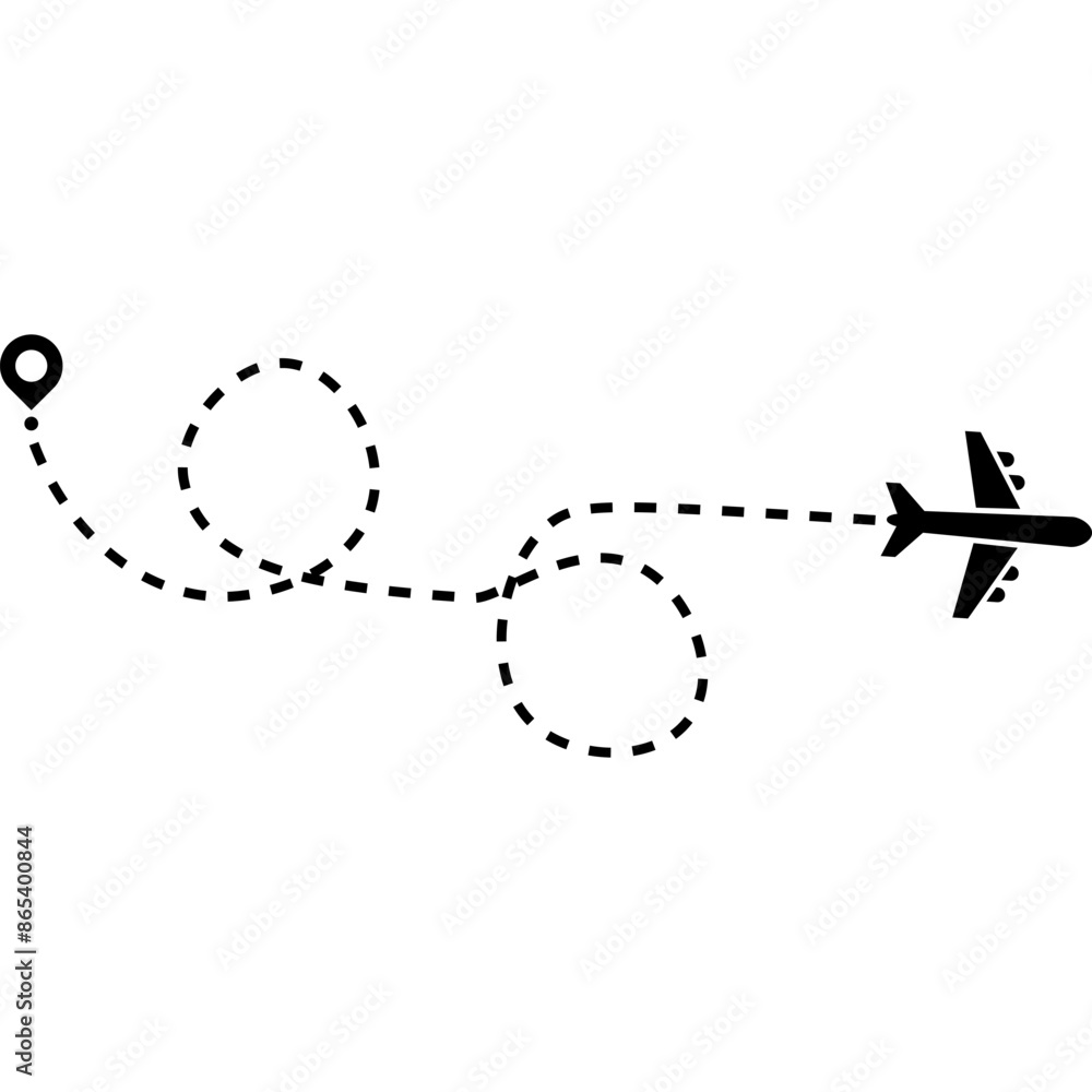 Airplane with Dotted Line Path. Airplane Path. Flight Path. Flight Route. Vector Illustration Airplane with Dotted Line Path. Airplane Path. Flight Path. Flight Route. Vector Illustration