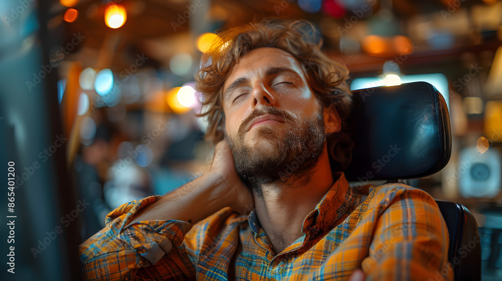 Young man suffering from neck pain. Young man suffering from neck pain.