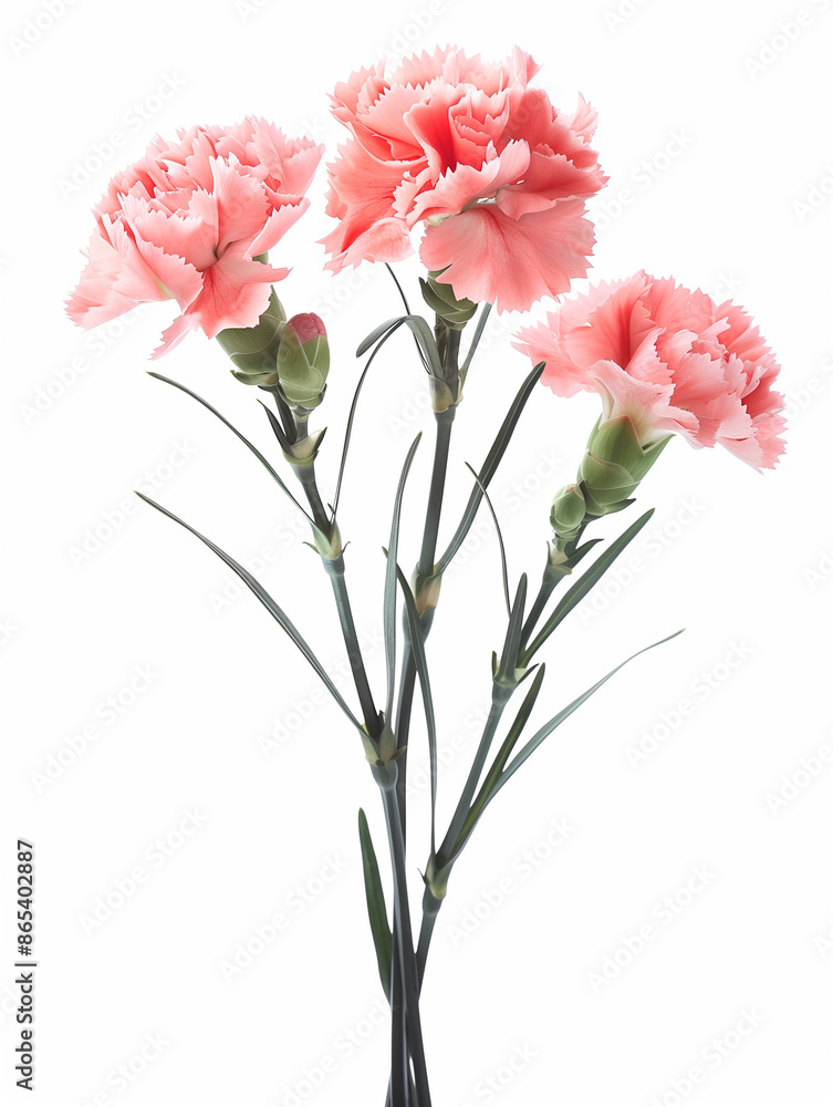 A bunch of Carnations. White background, cut out. A bunch of Carnations. White background, cut out.