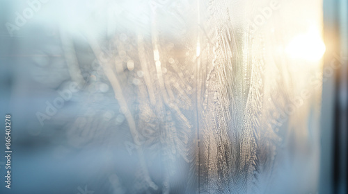 Frosty Dewy Sunny Window Morning Glow Background Generative AI