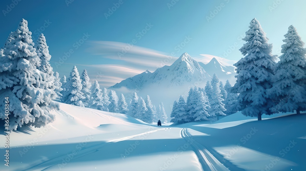 A winter wonderland with snow-covered trees and a sleigh ride A winter wonderland with snow-covered trees and a sleigh ride