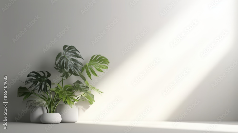 Sunlight Illuminating Green Plants in White Pots Sunlight Illuminating Green Plants in White Pots