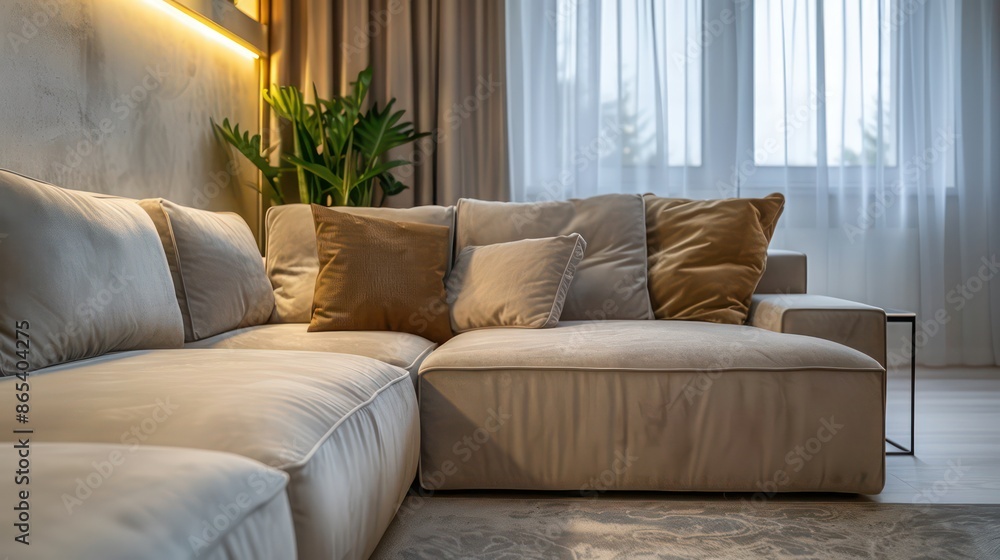 Fototapeta premium living room with sofa couch, cozy home