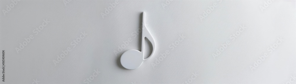 A minimalistic art piece featuring a single musical note on a pristine white background A minimalistic art piece featuring a single musical note on a pristine white background