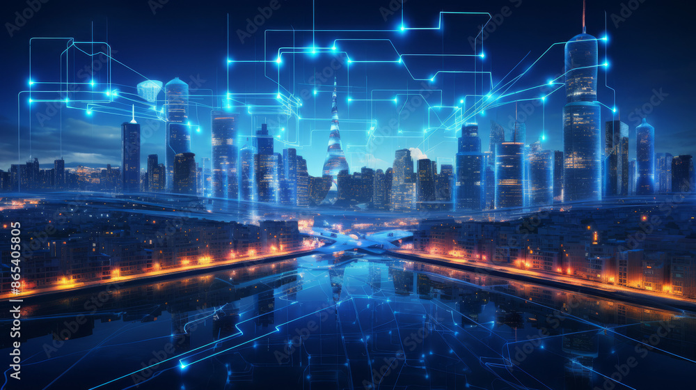 a futuristic cityscape, creating smart, interconnected urban environments. a futuristic cityscape, creating smart, interconnected urban environments.