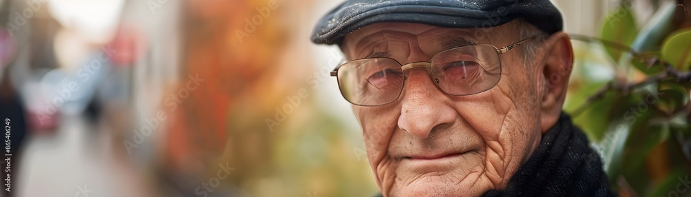 Elderly Person Smiling with Lonely Background Depicting Aging Loneliness and Emotional Complexity Elderly Person Smiling with Lonely Background Depicting Aging Loneliness and Emotional Complexity