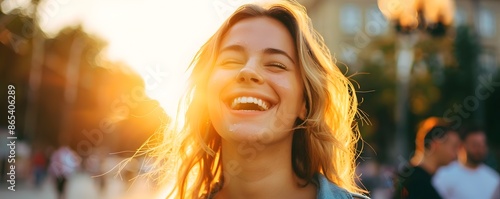 Smiling Woman Radiates Happ...